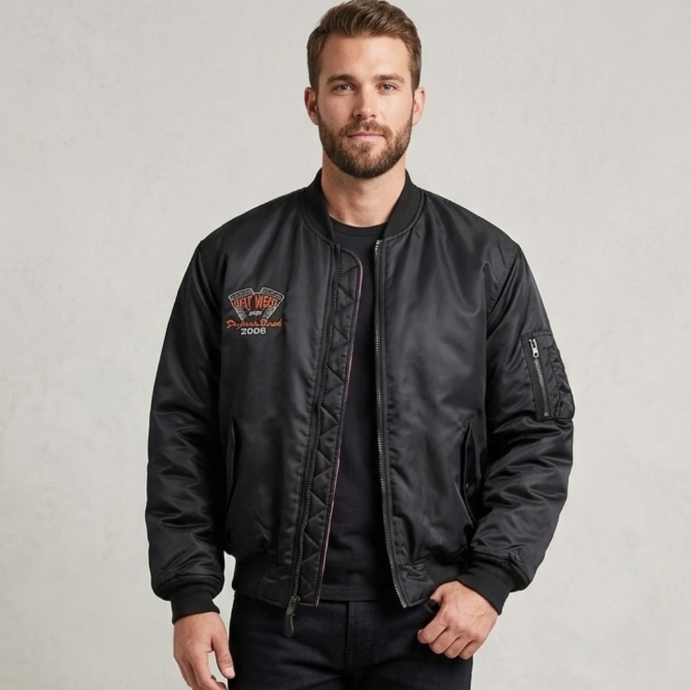 Vintage 2008 Daytona Beach Bike Week Bomber Jacket - Jon Lauren Apparel - Size L